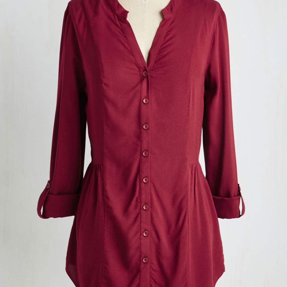 Modcloth Trusty Travel Top In Wine